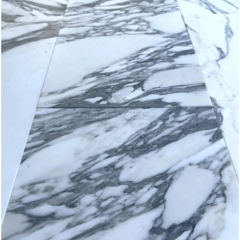 Arabescato Corchia 12X24 Polished Honed Marble Tile featuring white marble with gray veining