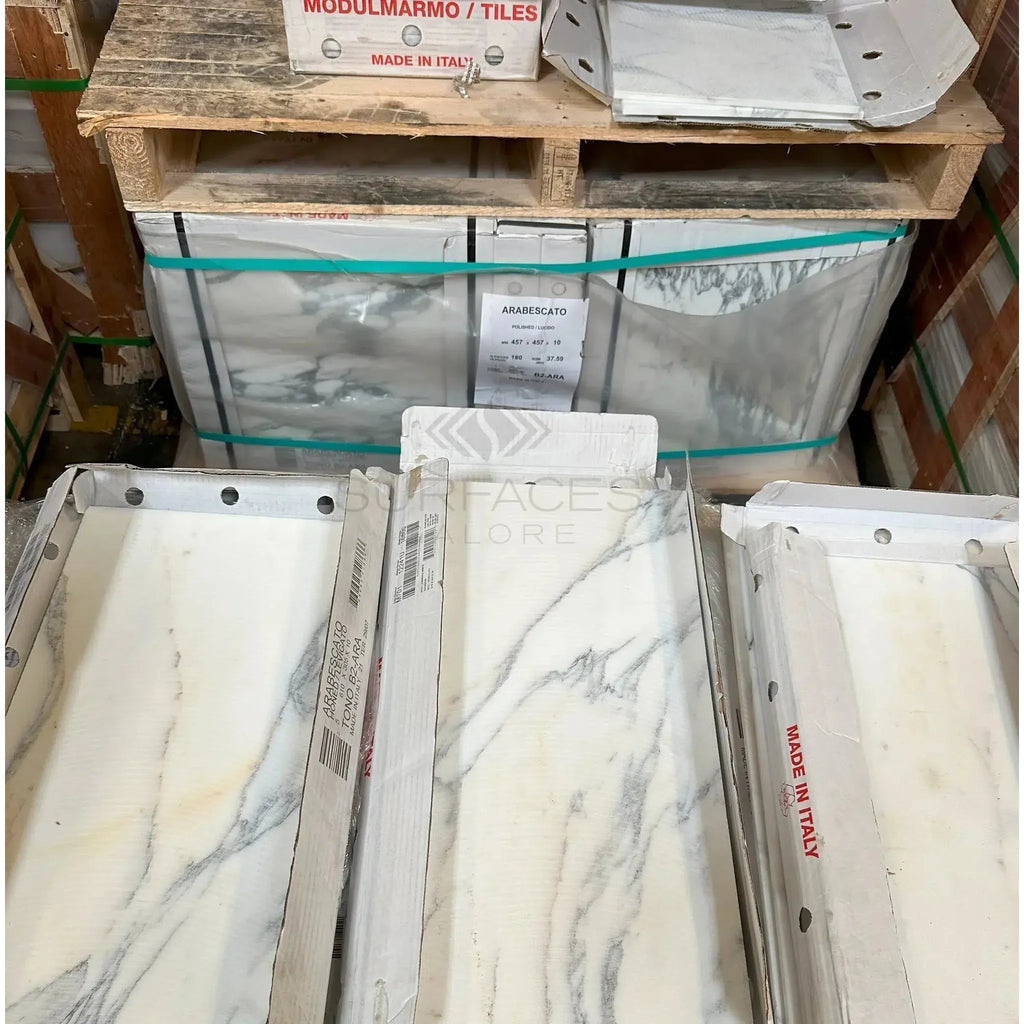 Stacked Arabescato Corchia 12X24 Marble Tile in Polished or Honed finish