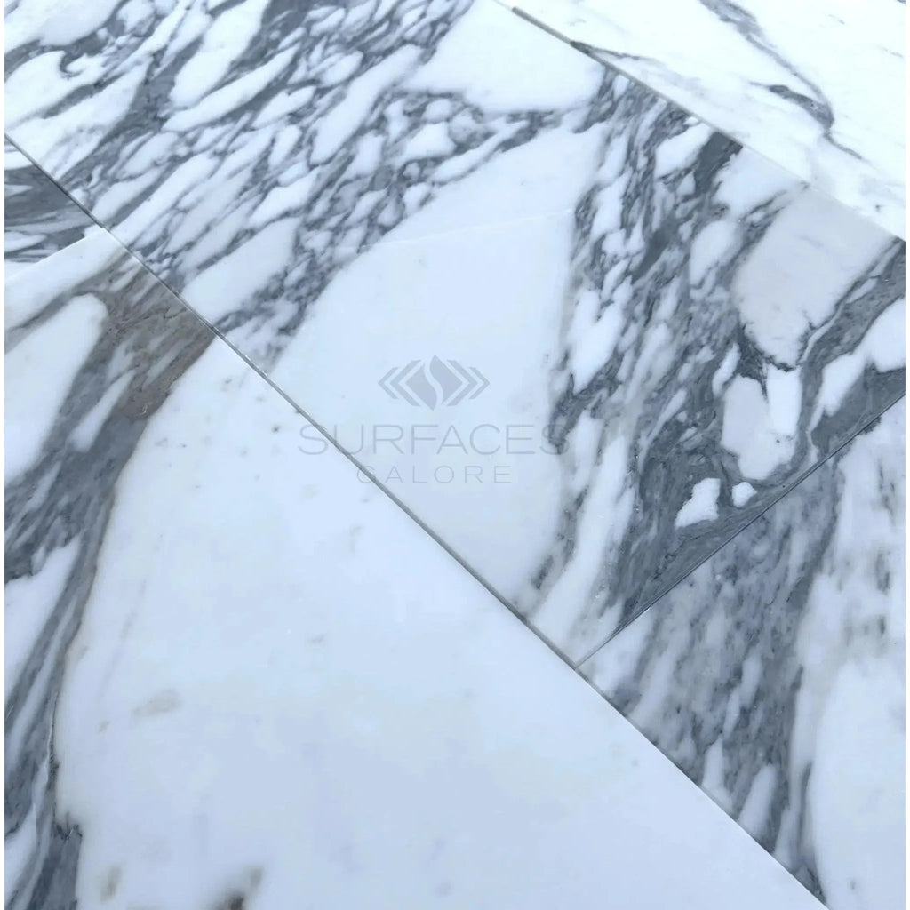 White marble tiles with gray veining in Arabescato Corchia 12X24 polished or honed finish