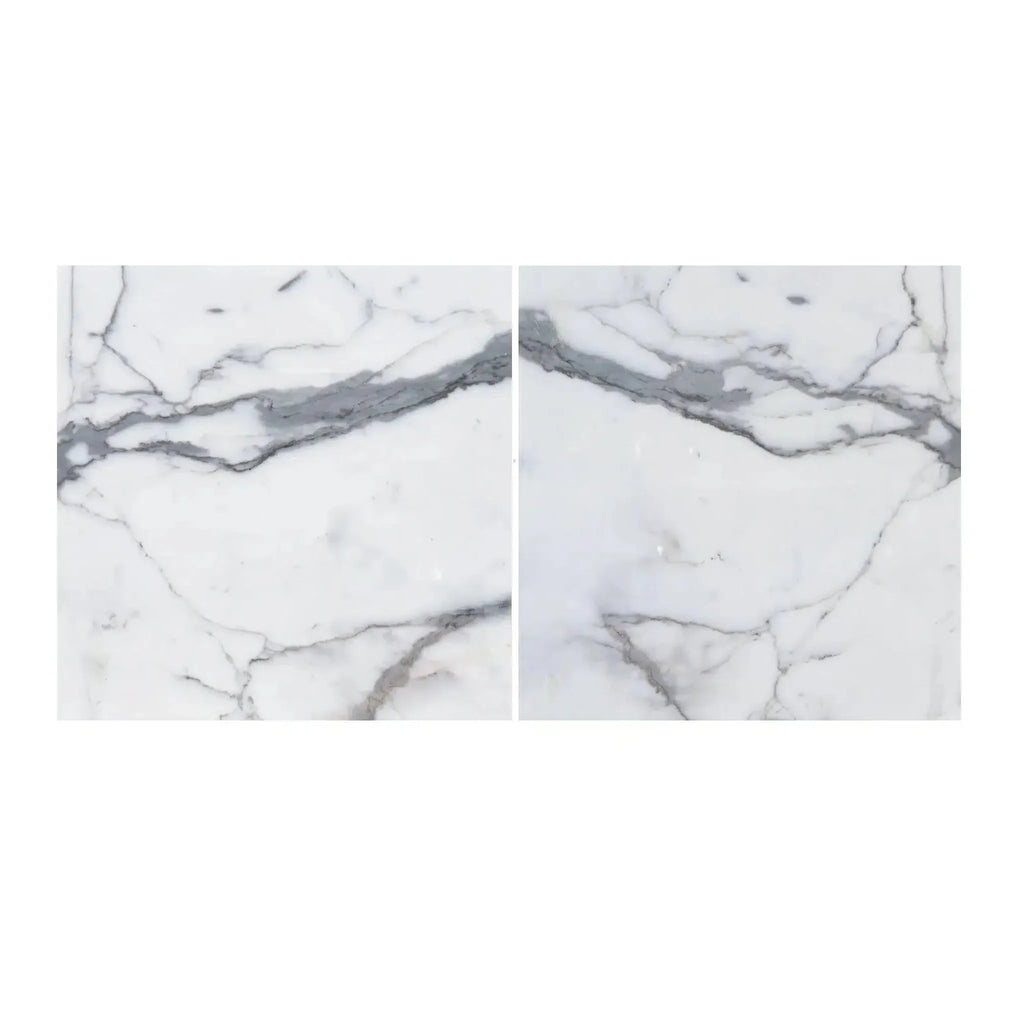 Two Arabescato Corchia 24X24 Marble Tiles in polished and honed finishes