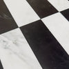 Black and white checkered floor tiles from Arezzo in Oriental White and Nero Marquina 4X12 Set