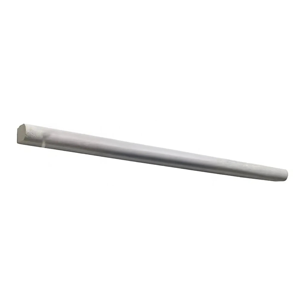 Silver metal rod featured in Atlantic Gray Marble 1/2X12 Pencil Liner Polished or Honed