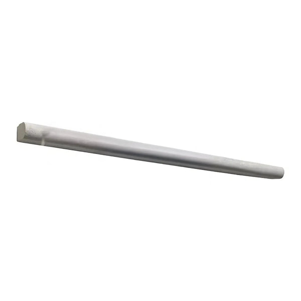 Silver metal rod featured in Atlantic Gray Marble 1/2X12 Pencil Liner Polished or Honed