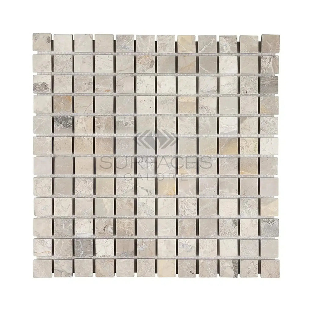 Atlantic Gray Marble 1X1 Mosaic Polished or Honed square tile sheet display