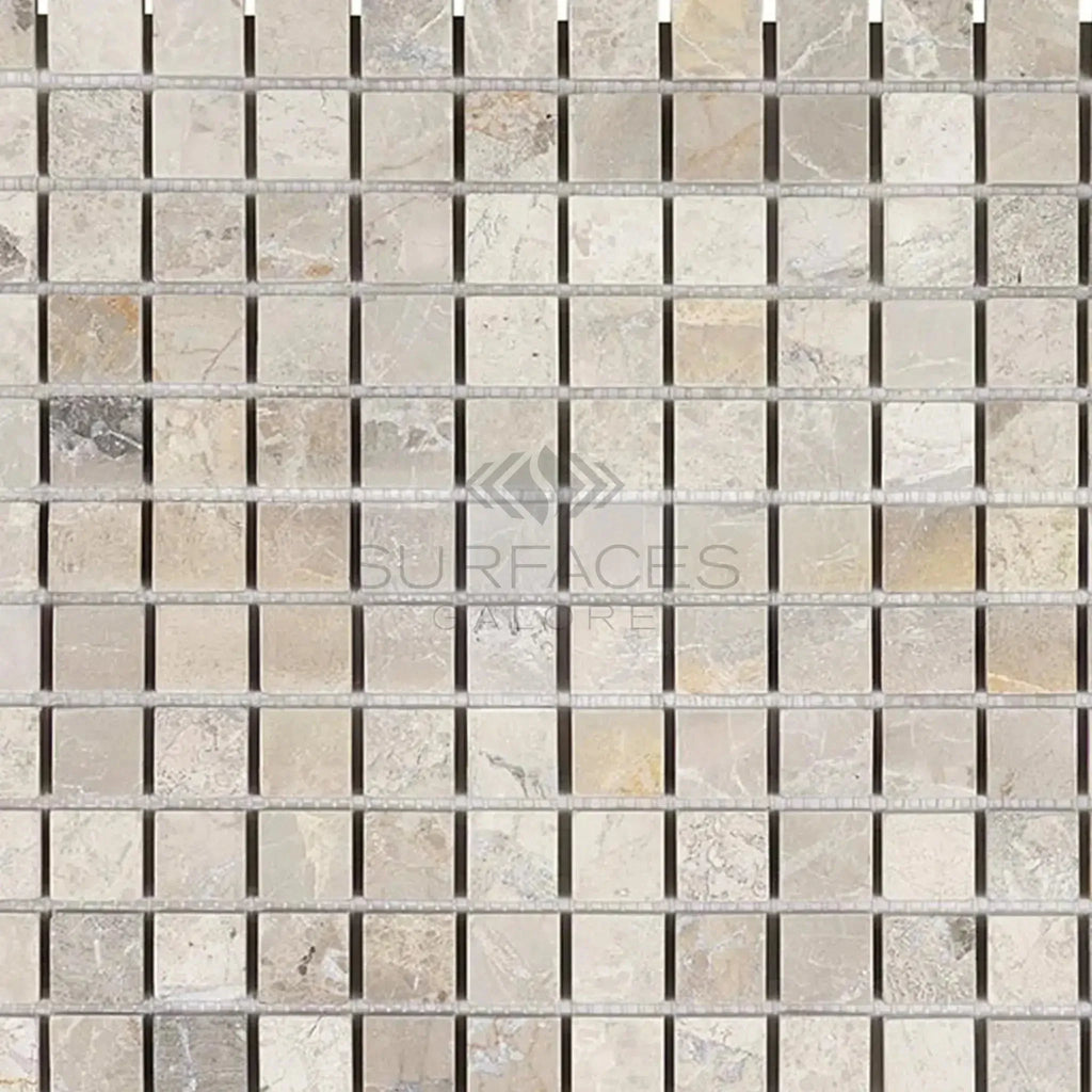 Square mosaic tile pattern in Atlantic Gray Marble 1X1 polished or honed design