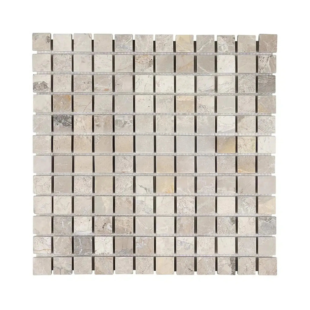 Atlantic Gray Marble 1X1 Mosaic Tumbled square mosaic tile sheet for elegant décor