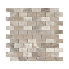 Beige brick mosaic tile from Atlantic Gray Marble 1X2 Tumbled collection