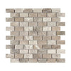 Atlantic Gray Marble 1X2 Brick Mosaic Tumbled showcasing a brick-patterned marble design