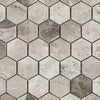 Atlantic Gray Marble 2 Inch Hexagon Mosaic Polished or Honed Tile Pattern Details