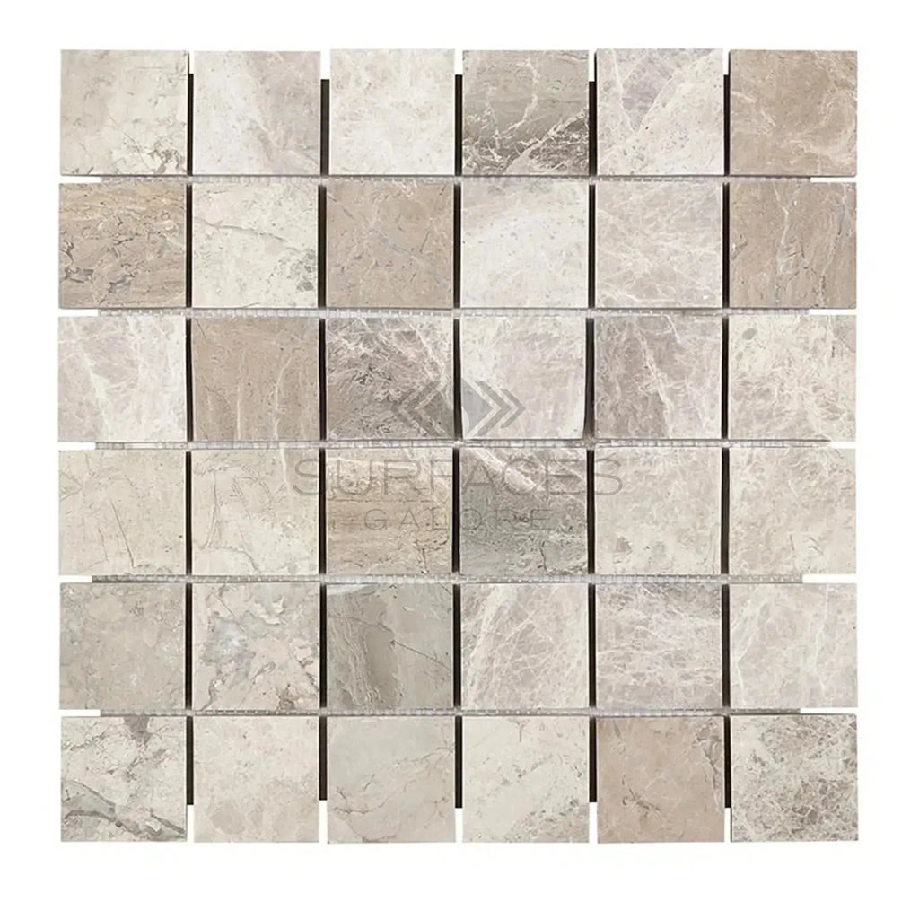 Atlantic Gray Marble 2X2 Mosaic Tumbled square marble mosaic tile sheet