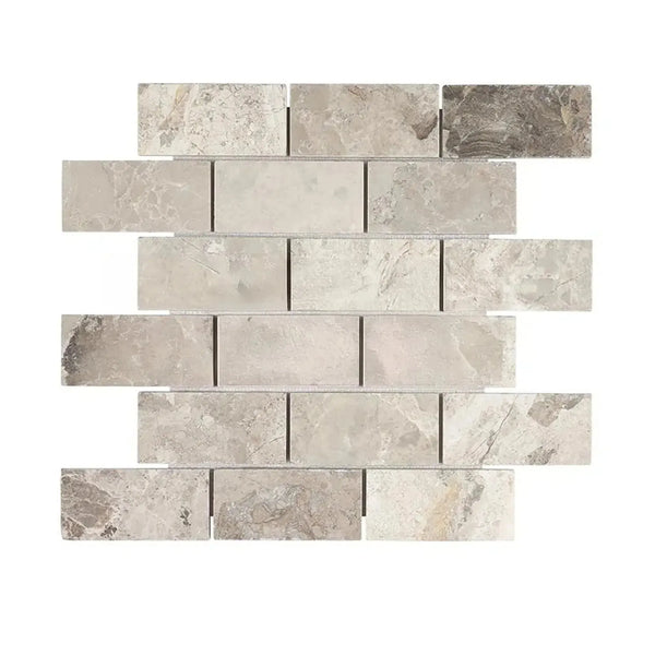 Rectangular Atlantic Gray Marble 2X4 Mosaic Tile in Polished or Honed Finish