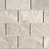 Beige marble brick mosaic in Atlantic Gray Marble 2X4 Mosaic Polished or Honed finish