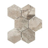 Atlantic Gray Marble 4’’ Hexagon Mosaic Polished or Honed Hexagonal Tiles Display