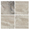 Four square Atlantic Gray Marble 4X4 polished or honed tiles displayed together