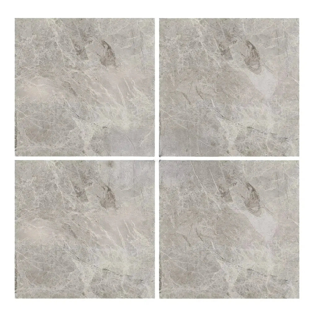 Four Atlantic Gray Marble 4X4 polished or honed tiles in gray tones