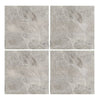 Four Atlantic Gray Marble 4X4 Polished or Honed tiles displayed elegantly