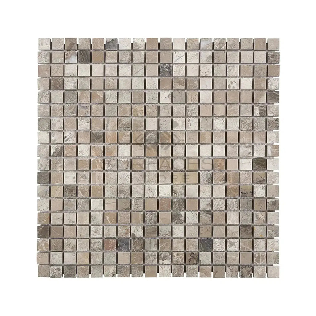 Atlantic Gray Marble 5/8X5/8 Mosaic Tumbled square mosaic tile sheet image