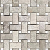 Atlantic Gray Marble Basketweave Mosaic with White Dots Rectangular Tile Design