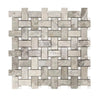 Gray Stone Basketweave Mosaic Tile from Atlantic Gray Marble with White Dots