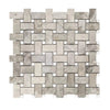 Gray Stone Basketweave Mosaic Tile in Atlantic Gray Marble with White Dots Polished or Honed