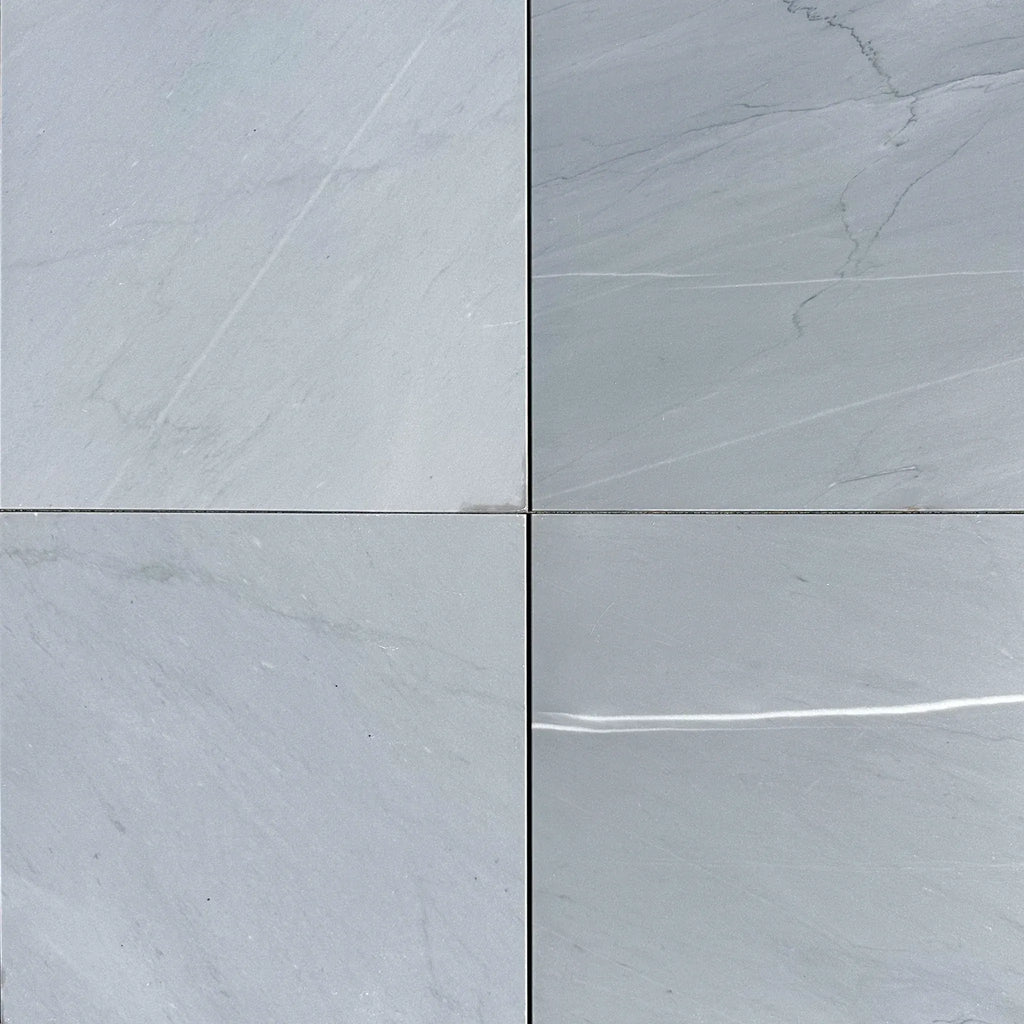 Four gray Bardiglio Imperiale 12X12 marble tiles polished or honed for elegant decor