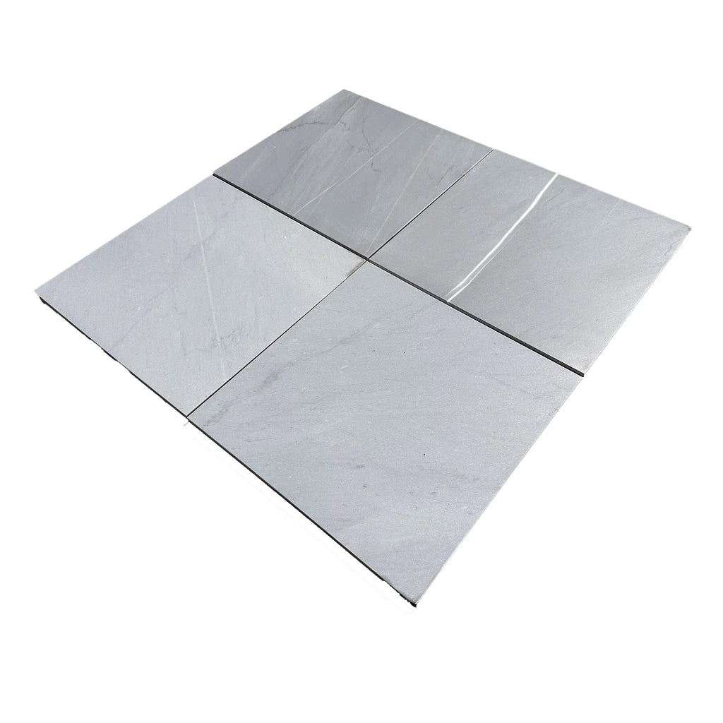 Four square gray Bardiglio Imperiale 12X12 marble polished or honed tiles