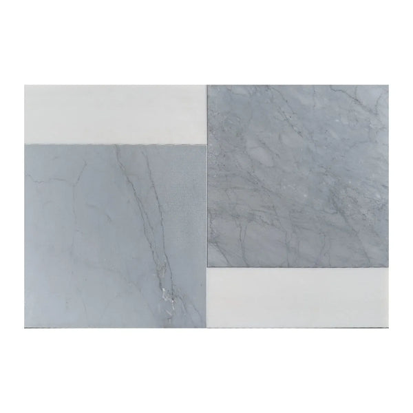 Rectangular marble and white tile in Bari Bardiglio Imperiale and Bianco Dolomite set