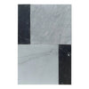 Marble-patterned tile arrangement featuring Bari in Bardiglio Imperiale and Nero Marquina