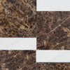 Brown marble tile pattern in Bari Emperador Dark 12X12 and Carrara White 4X12 Set