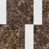 Brown marble tile pattern in Bari Emperador Dark 12X12 and Carrara White 4X12 Set