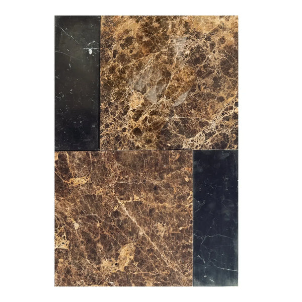 Marble and dark stone tile arrangement of Bari in Emperador Dark and Nero Marquina Set