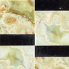 Green and black onyx tile pattern from Bari in Green Onyx 12X12 and Nero Marquina 4X12 Set