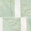 Green and white marble tile pattern in Bari Ming Green 12X12 and Carrara White 4X12 Set