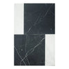 Black and white marble tiles from Bari in Nero Marquina 12X12 and Carrara White 4X12 Set