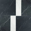 Black and white marble tile pattern from Bari in Nero Marquina 12X12 and Carrara White 4X12 Set