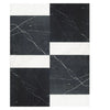 Black and white marble tile pattern from Bari in Nero Marquina and Carrara White set