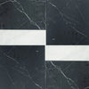 Black and white marble tile pattern in Bari in Nero Marquina and Carrara White set