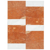 Orange marble tile with white accents from Bari in Rojo Alicante and Carrara White set