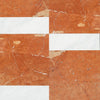 Red and white marble pattern in Bari in Rojo Alicante 12X12 and Carrara White 4X12 Set