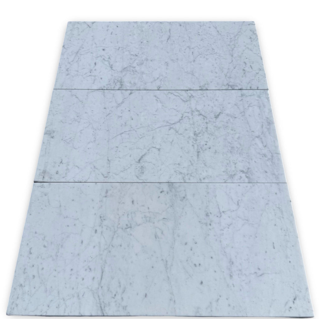Gray marble floor tiles featured in Bari in Rojo Alicante 12X12 and Carrara White 4X12 Set