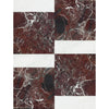 Red marble tile pattern of Bari in Rosso Levanto 12X12 and Carrara White 4X12 Set