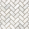 Bianco Congelato 1X2 Herringbone Mosaic Dolomite Leathered tile pattern display