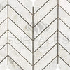 Chevron patterned marble tile in Bianco Congelato 1X4 Herringbone Mosaic Dolomite Leathered