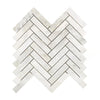 Herringbone marble tile pattern in Bianco Congelato 1X4 Herringbone Mosaic Dolomite Leathered