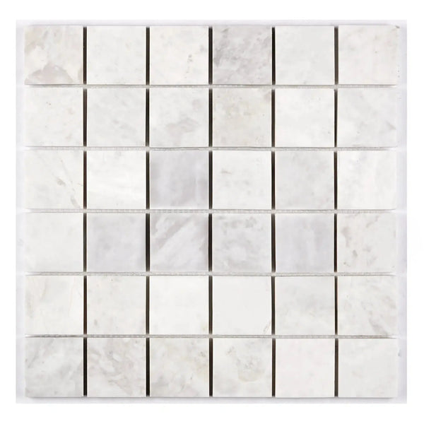 White marble mosaic tile sheet Bianco Congelato 2X2 Brick Mosaic Dolomite Leathered