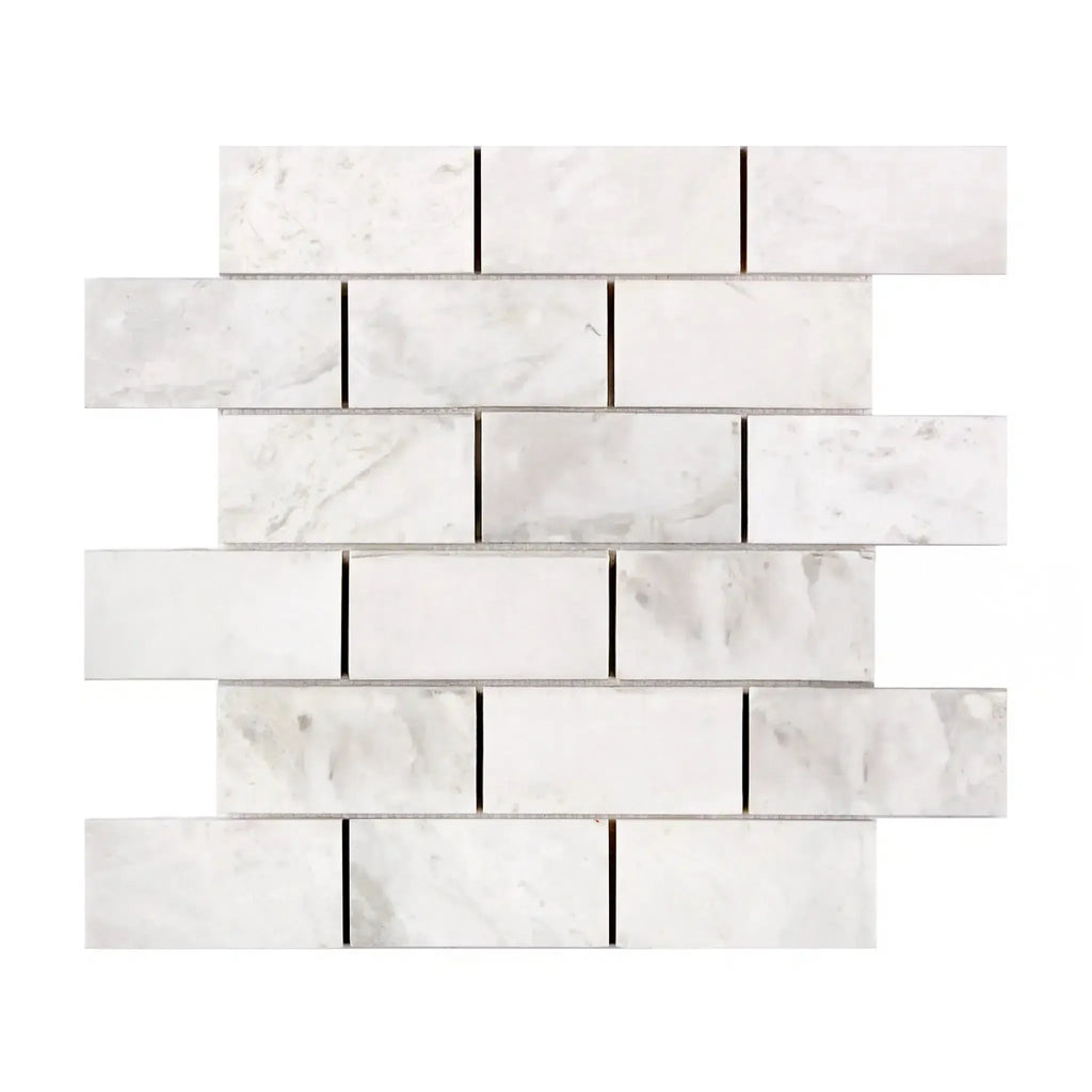 White marble brick mosaic tile Bianco Congelato 2X4 Brick Mosaic Dolomite Leathered