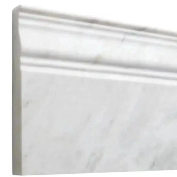 White marble molding of Bianco Congelato 4 3/4X12 Baseboard Trim Dolomite Leathered