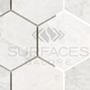 White marble hexagon tiles in Bianco Congelato 4 inch Mosaic Dolomite Leathered design