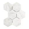 White marble hexagon tiles from Bianco Congelato 4 inch Hexagon Mosaic Dolomite Leathered