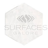 White marble hexagon tile in Bianco Congelato 4 Inch Hexagon Mosaic Dolomite Leathered